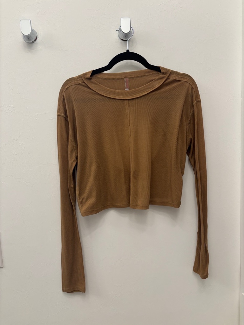 FP Movement by Free People Cropped Long-Sleeve Top in Camel